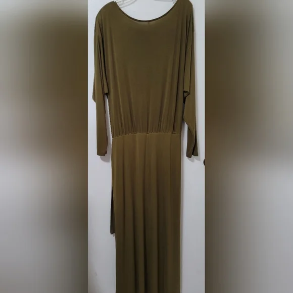 Free People Olive Asyssa Long Sleeve Jersey Maxi Wrap Dress Size Large - Picture 12 of 16